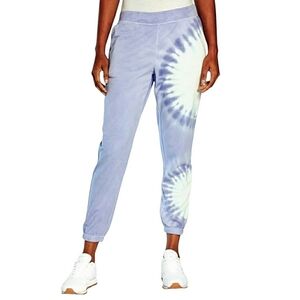 Wildfox Relaxed Fit High Rise Front Pockets Tie Dye Joggers L Periwinkle NWT